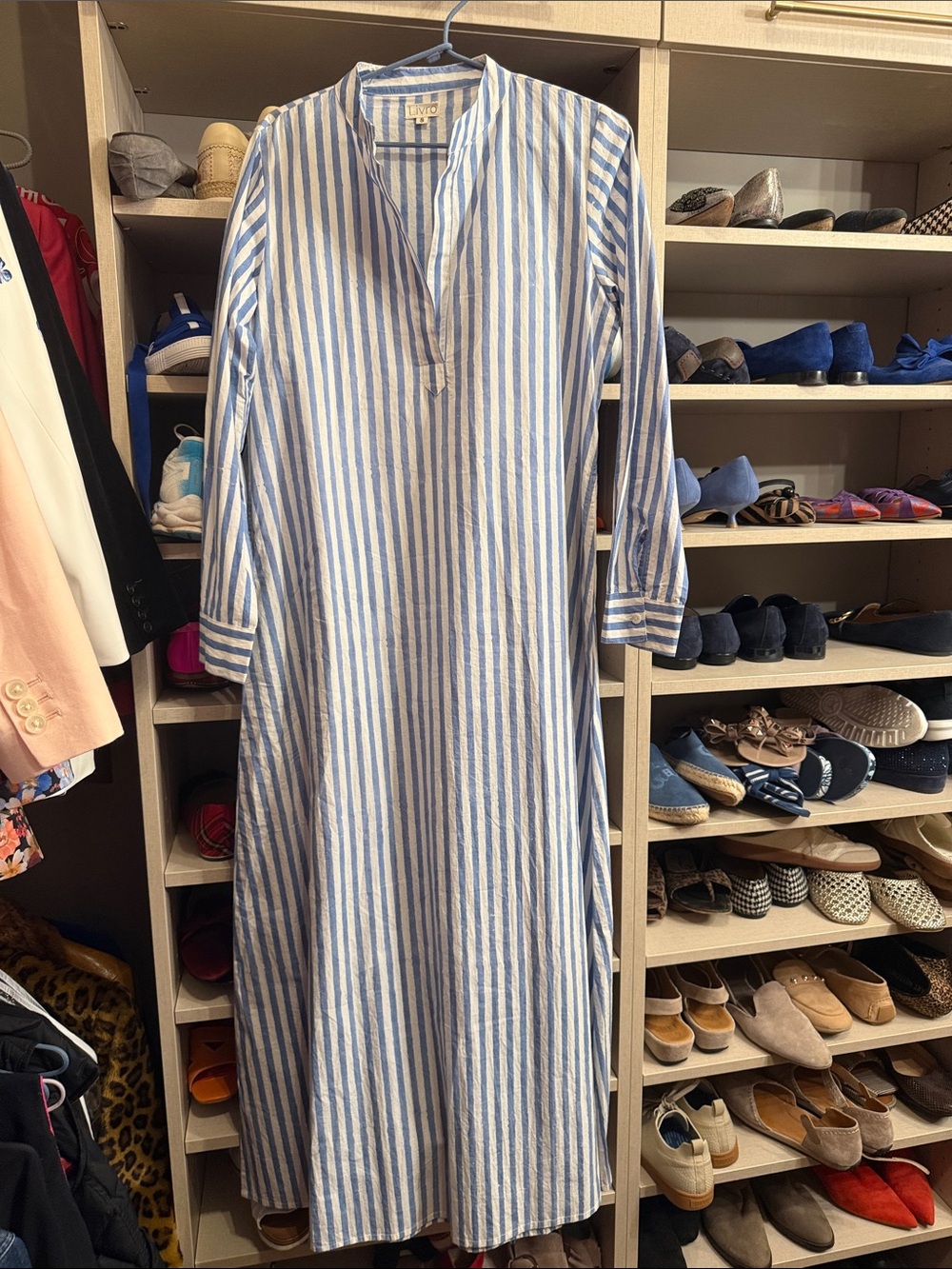 Blue and White Striped Maxi Dress by L.K.Bennett